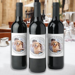 Modern Custom Photo Newlywed Wedding Wine Label