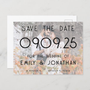 Modern Custom Photo Overlay Wedding Save the Date Announcement Postcard
