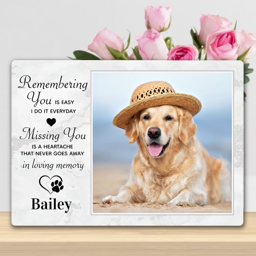 Modern Custom Photo Pet Loss Sympathy Dog Memorial Plaque
