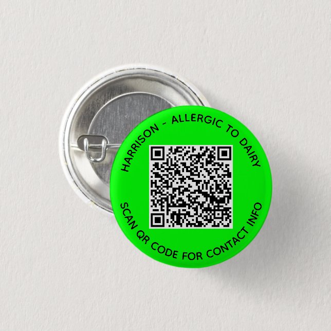 Modern Custom photo QR Code scan contact Info neon Button (Front & Back)