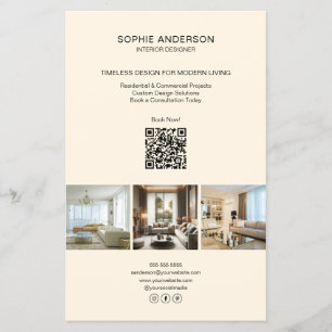 Modern Custom Photo QR Cream Professional Business Flyer