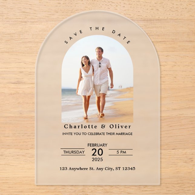 Modern Custom Photo Save The Date  (Front)