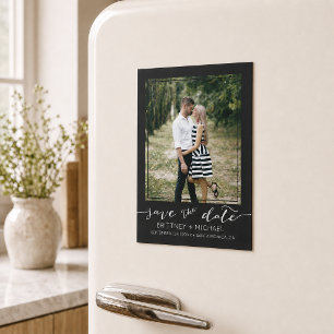 Modern Custom Photo Save the Date Black