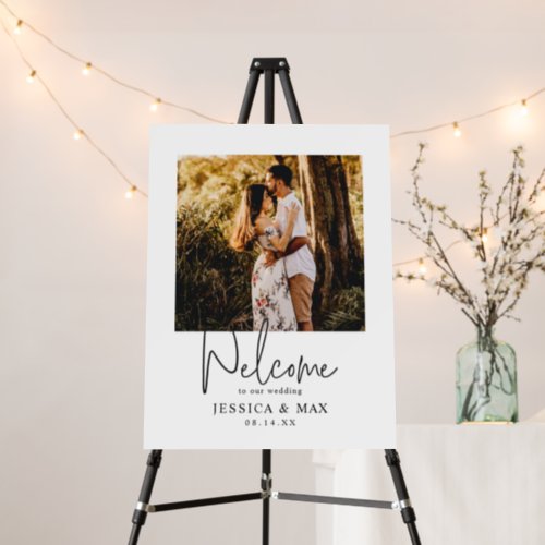 Modern Custom Photo Script Wedding Welcome Sign