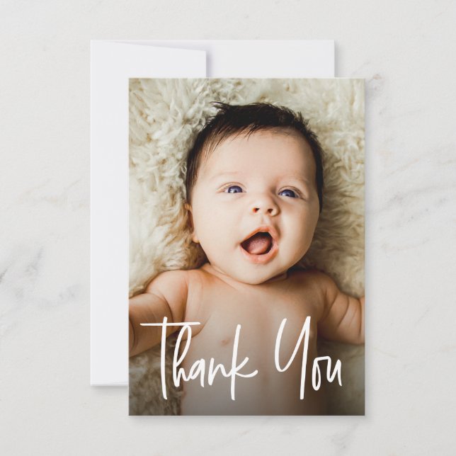 Modern Custom Photo Small 2 Photos Baby Shower  Thank You Card (Front)