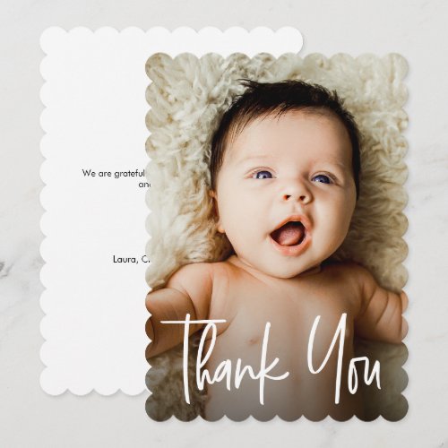 Modern Custom Photo Small Note Baby Shower  Thank You Card