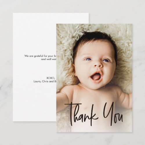 Modern Custom Photo Small Note Baby Shower  Thank You Card