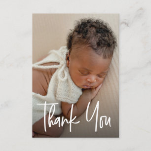 Modern Custom Photo Small Note Baby Shower  Thank You Card