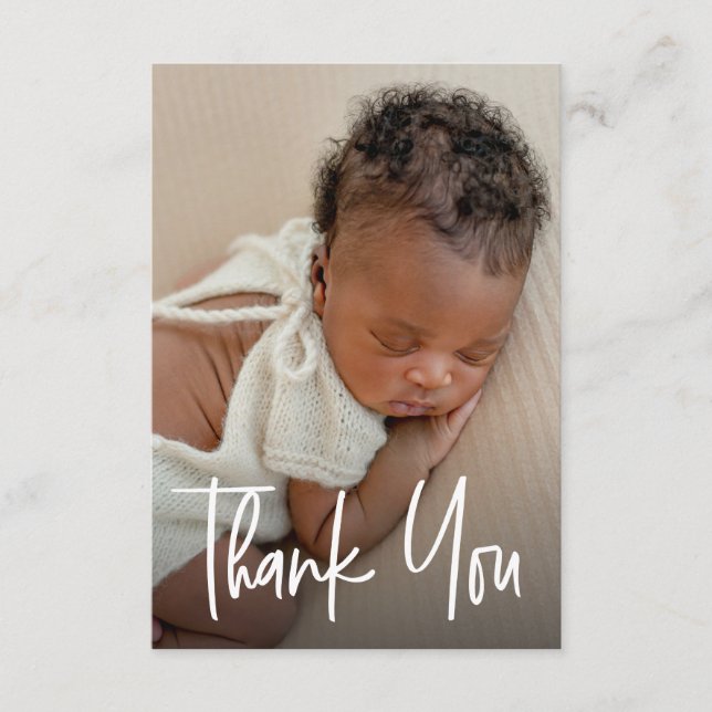 Modern Custom Photo Small Note Baby Shower  Thank You Card (Front)