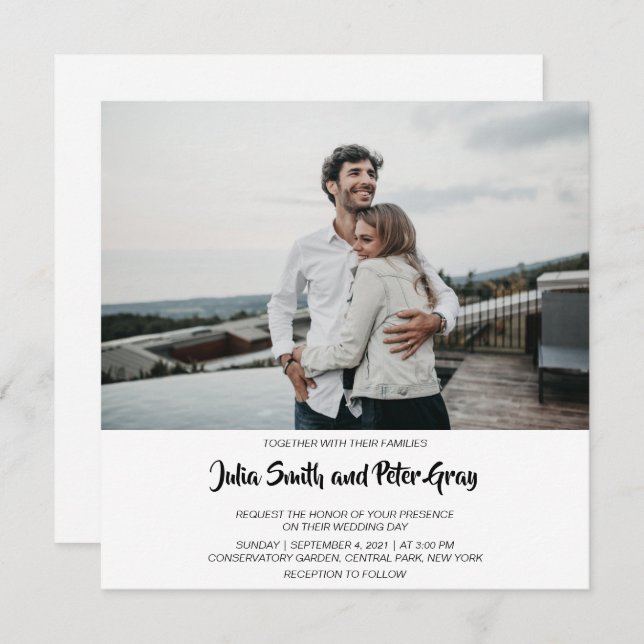 Modern Custom Photo Square Wedding Invitation (Front/Back)