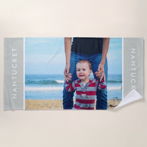 Modern Custom Photo Stylish Typography Ocean Beach Towel