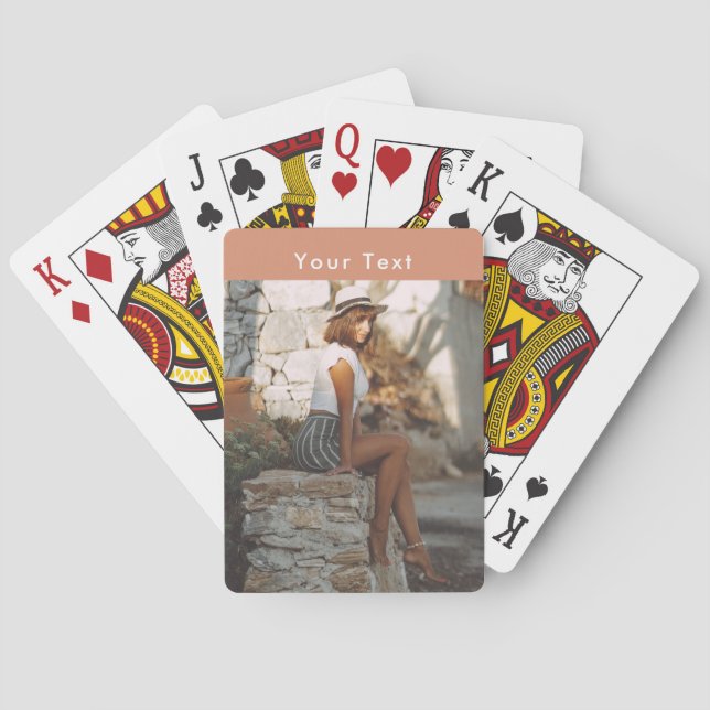 Modern Custom Photo & Text Terracotta   Poker Cards (Back)