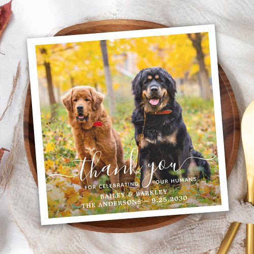 Modern Custom Photo Thank You Dog Pet Wedding Napkins