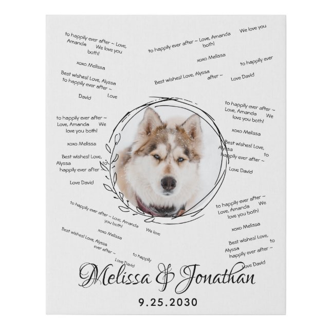 Modern Custom Photo Wedding Guest Book Sign (Front)