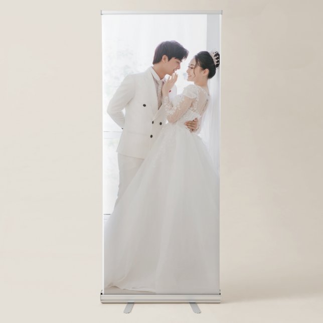 Modern Custom Photo Wedding Shower | Anniversary Retractable Banner (Front)