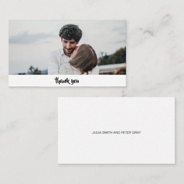 Modern Custom Photo Wedding Thank you Card (Front/Back)
