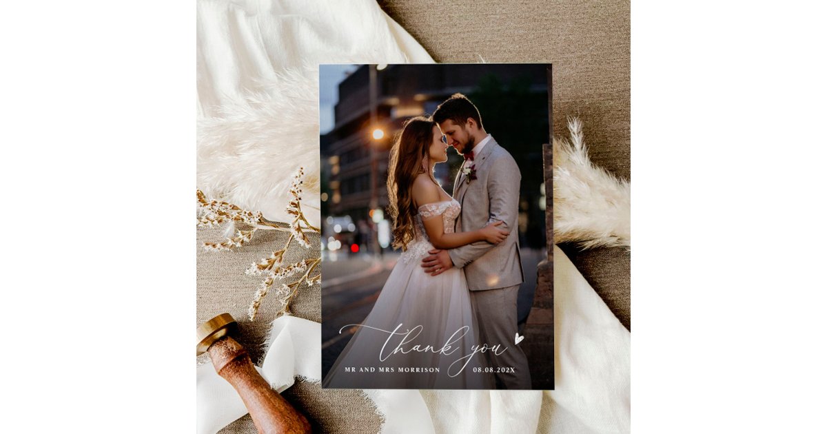 modern custom photo wedding thank you card | Zazzle