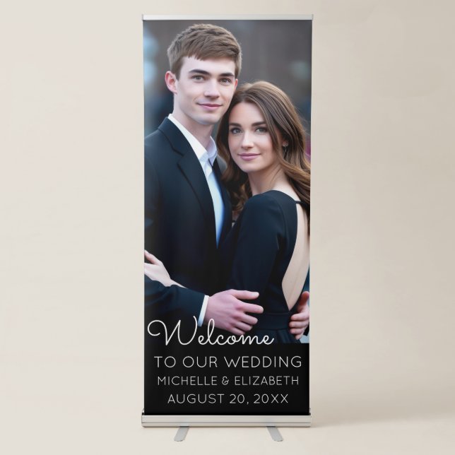 Modern Custom Photo Wedding Welcome                Retractable Banner (Front)