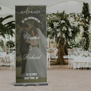 Modern Custom Photo Wedding Welcome Retractable Banner