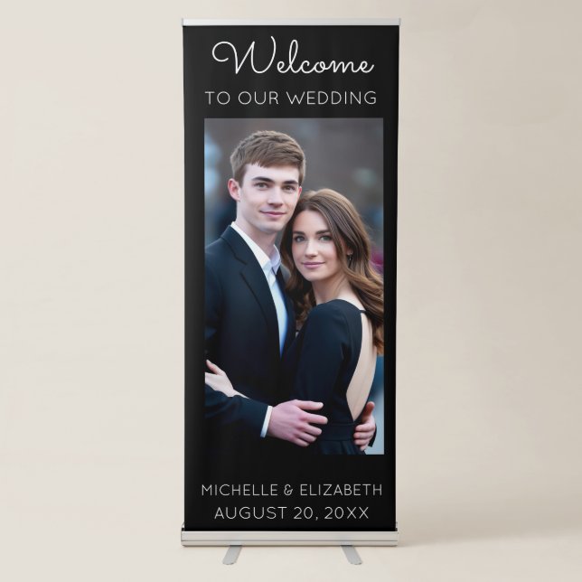 Modern Custom Photo Wedding Welcome                Retractable Banner (Front)