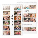 Modern Custom Photo White Cover Calendar<br><div class="desc">Create your own modern photo calendar with your favorite photos from the year. Replace the sample images for each month and add the year in the sidebar. The 12 images you choose will automatically appear in a 2 x 6 grid on the front cover with the year in a bold...</div>