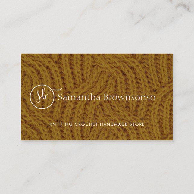 Modern Custom Photo Yarn Knitting Crochet Business Card (Back)