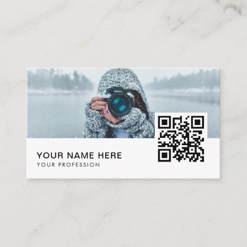 Modern Custom Photographer QR Code  Business Card