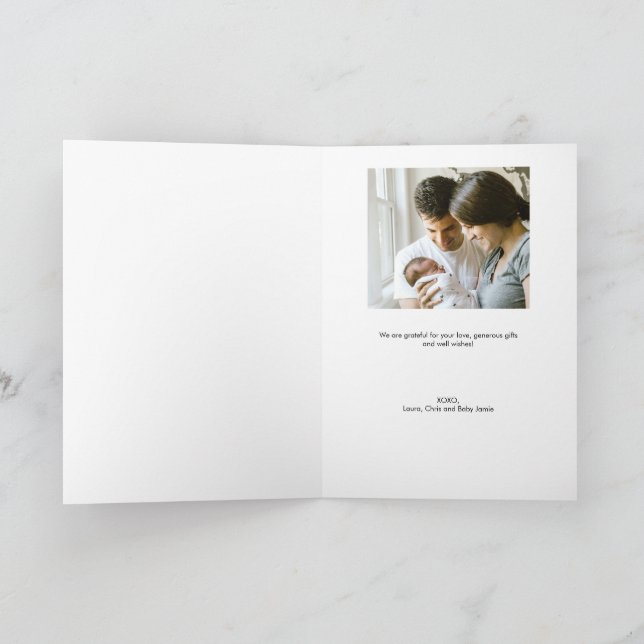 Modern Custom Photos Baby shower  Thank You Card (Inside)