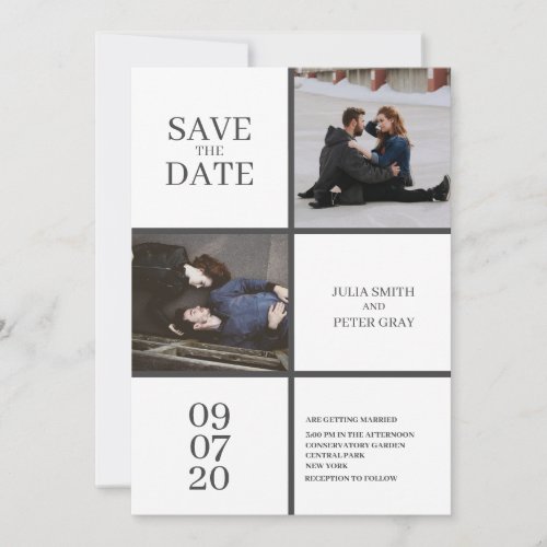 Modern Custom Photos Grid Save The Date Wedding Invitation
