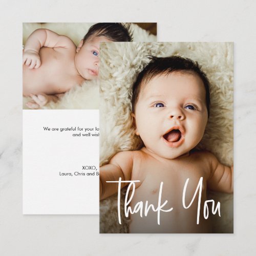 Modern Custom Photos Small Note Baby Shower  Thank You Card