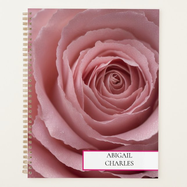 Modern Custom pink rose Stylish trendy Planner  (Front)