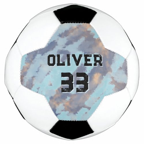 Modern Custom Player Name  Number Keepsake Soccer Ball