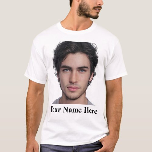 Modern Custom portrait photo name template T_Shirt