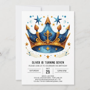 Modern Custom Prince Crown Birthday Invitation
