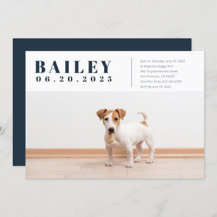 Modern Custom Puppy Dog Photo Birthday Invitation