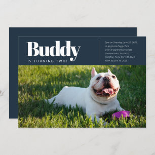 Modern Custom Puppy Dog Photo Birthday Invitation