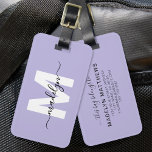 Modern Custom Purple Monogram Name Luggage Tag<br><div class="desc">Create Your Own Stylish Modern Custom World Traveler Girly Lavender Name Monogram Luggage Tag. This chic and girly luggage tag brings a fun and vibrant touch to any travel experience, making it the perfect accessory for the world traveler or anyone with a serious case of wanderlust. The front features a...</div>