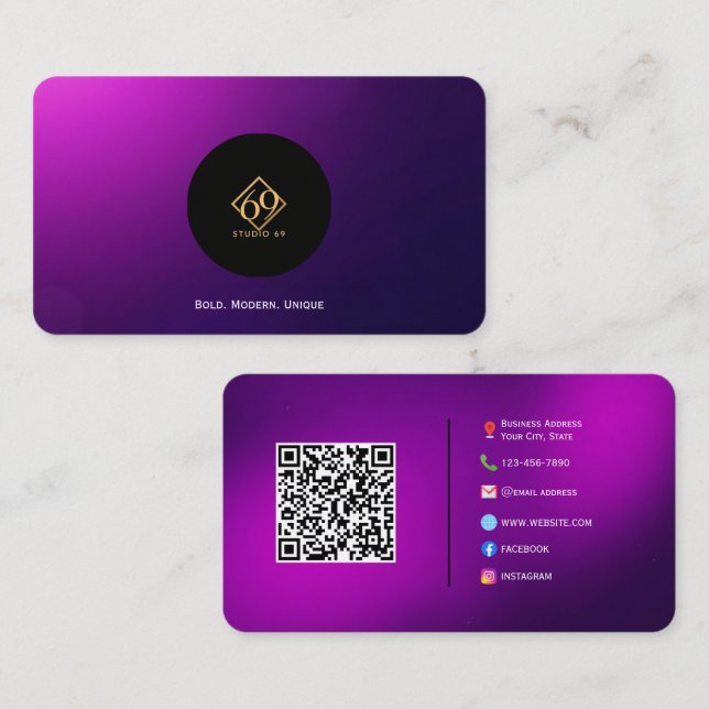Modern Custom QR Code Business Card with Logo  (Front/Back)