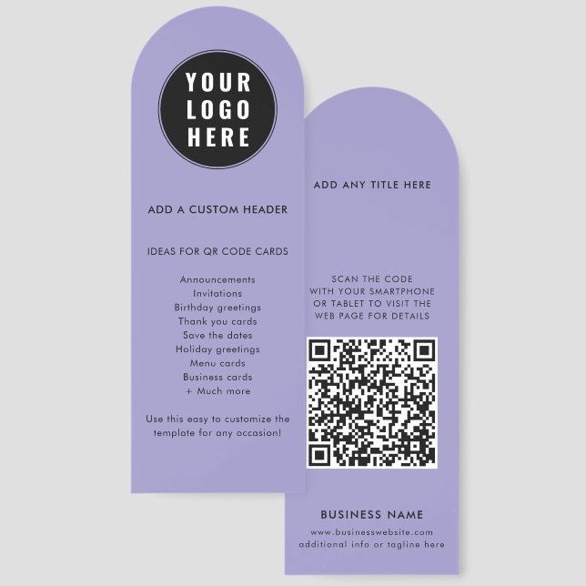 Modern Custom QR Code Business Logo Simple Bookmarks (Front & Back)