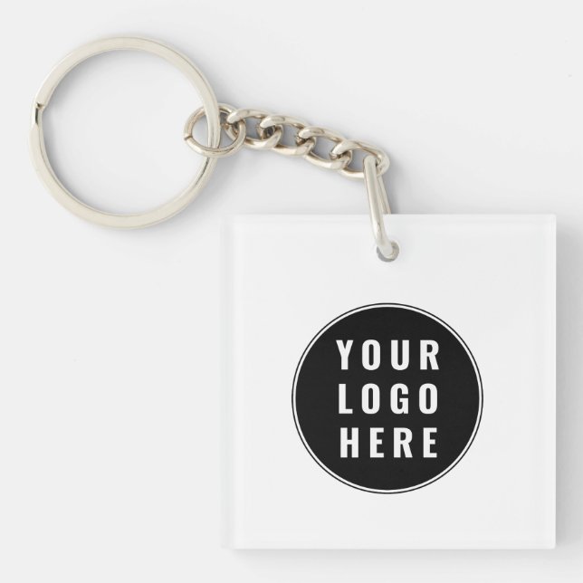 Modern Custom QR Code Minimalist Business Logo Keychain (Front)