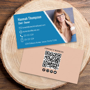 Modern Custom QR Code Photo Connect With Us Business Card