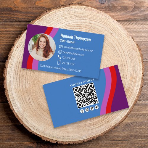Modern Custom QR Code Photo  Connect With Us Business Card