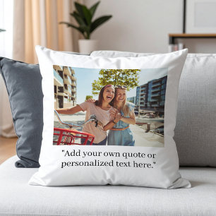 Modern Custom Quote Photo Throw Pillow