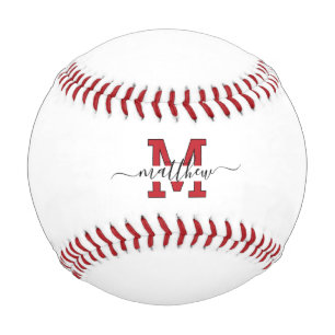 Modern Custom Red And Black Monogram  Baseball