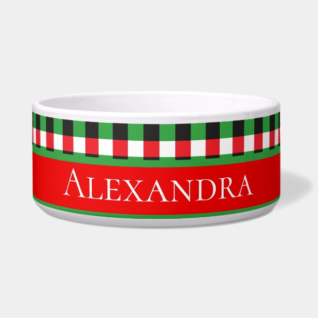  Modern custom Red Green Holiday Plaid  Bowl (Front)