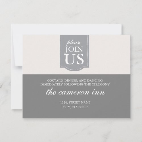 Modern custom ribbon wedding reception card