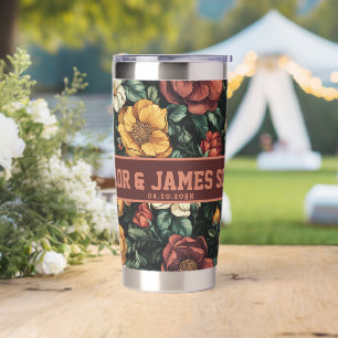 Modern Custom Rose Drinkware For Couple Gift Insulated Tumbler