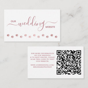 Modern Custom Rose Gold Dog Pet Wedding QR Code Enclosure Card