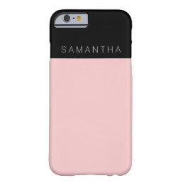 Modern custom rose pink color block monogram barely there iPhone 6 case