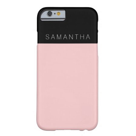 Modern Custom Rose Pink Color Block Monogram Barely There Iphone 6 Cas
